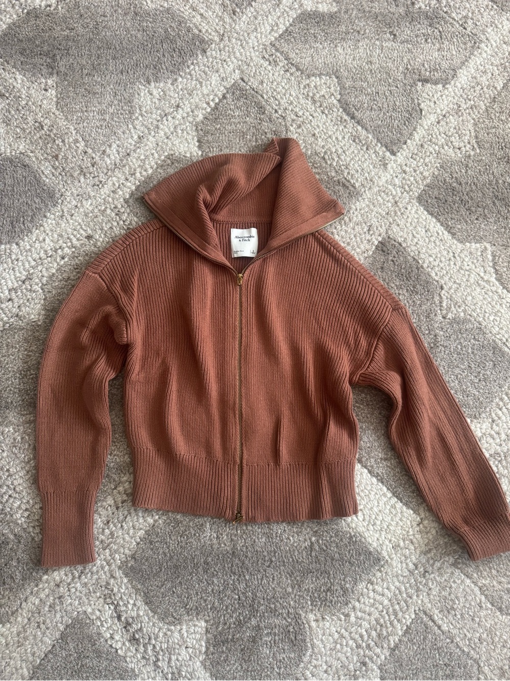Abercrombie & Fitch Rust Brown Full Zip Sweater